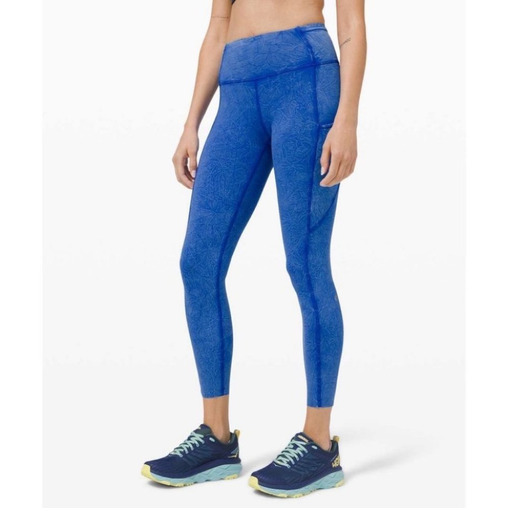 Lululemon Fast and Free High Rise Tight Ice DyeIce Wash Cerulean Blue